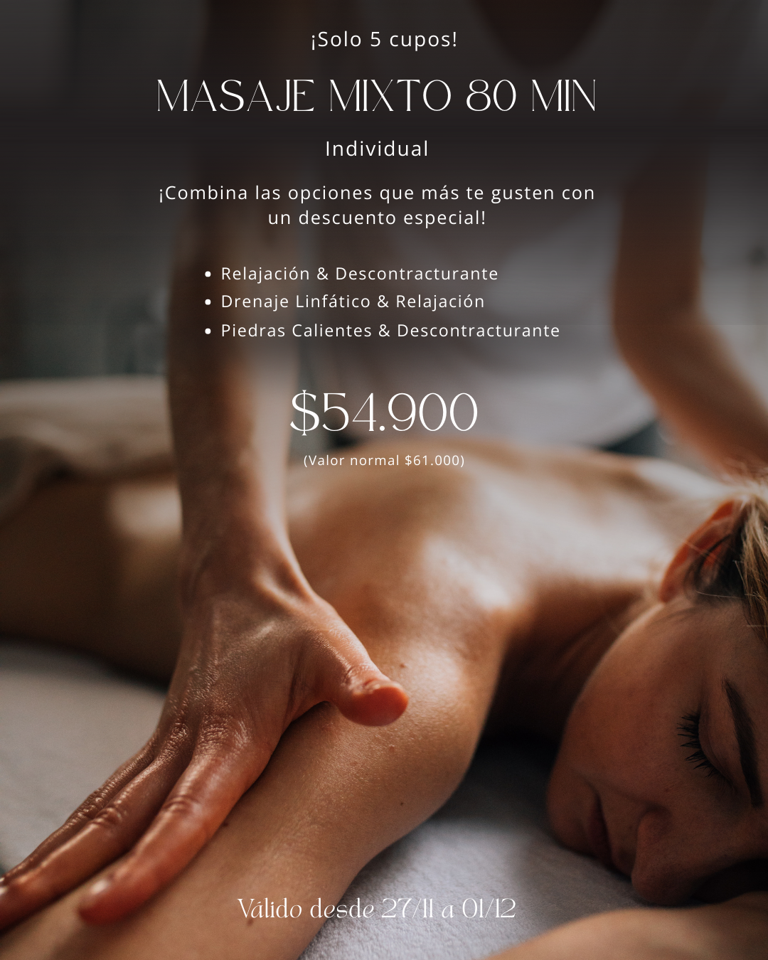 Black Friday: Masaje Mixto (80 min)