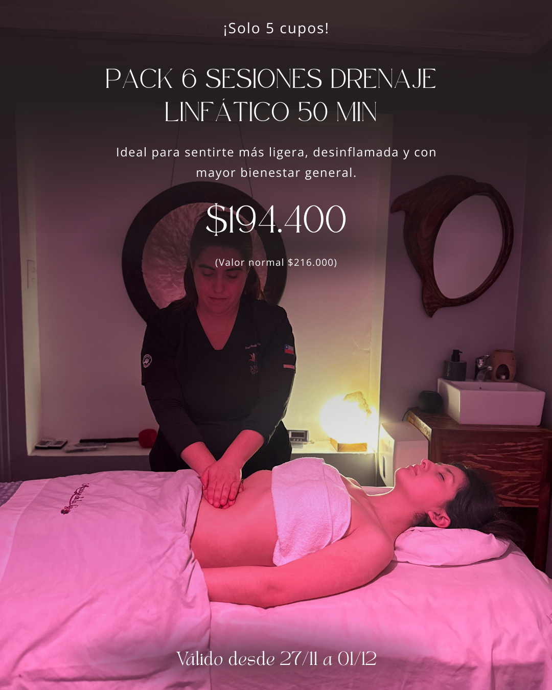 Black Friday: 6 sesiones Drenaje Linfático 50 min