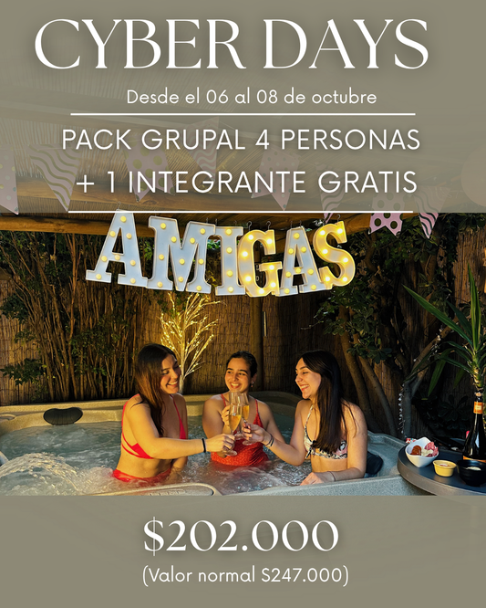 Cyber Days: Pack grupal 4 personas + 1 integrante gratis!